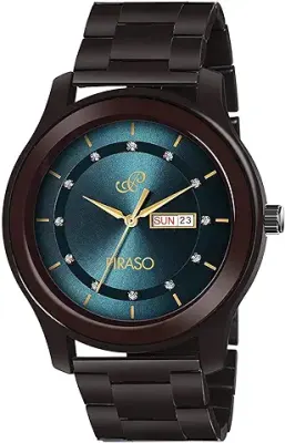6. PIRASO Classy Look Blue Dial and Brown Chain Analog Watch for Men Boys