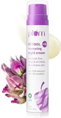 14. Plum 0.5% Retinol Renewing Night Cream | Prevents Fine Lines & Wrinkles | Smoothens Skin | Boosts Collagen | With Bakuchiol & Bisabolol | 100% Vegan | 50 gm