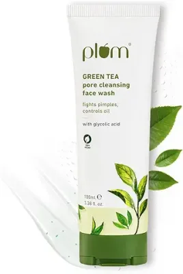 2. Plum Green Tea Pore Cleansing Face Wash For Oily Skin | With Glycolic Acid | Fights Acne, Controls Excess Oil | Removes Dead Skin Cells | Gentle & Non-Drying Face Wash For Women & Men | 100% Vegan | 100 ml