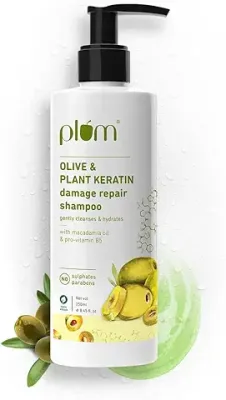 3. Plum Olive and Plant Keratin Shampoo for Dry, Damaged Hair, with Olive Oil, Plant Keratin, Macadamia Oil I Plant Keratin Shampoo For Women & Men | Sulphate and Paraben Free I 250ml