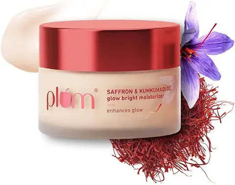 14. Plum Saffron & Kumkumadi Oil Glow Bright Moisturizer | With SPF 35 | Brightens Skin & Enhances Glow | Fights Dark Spots & Dull Skin | UVA & UVB Protection | All Skin Types | 100% Vegan | 50 gm