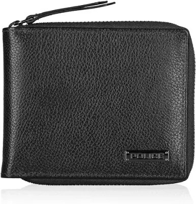 11. POLICE Drum New Mini Zip Around Men's Leather Wallet (Black)