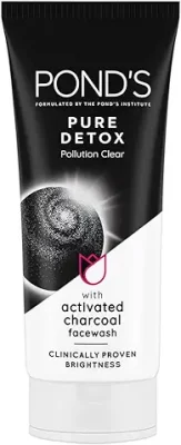4. Pond's Pure Detox, Facewash, 100g, for Fresh, Glowing Skin, with Activated Charcoal, Daily Exfoliating & Brightening Cleanser, Pollution Clear Face Wash