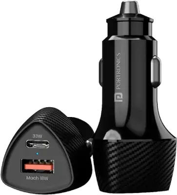 7. Portronics 51W Car Power 16 Fast Car Charger with Dual Output