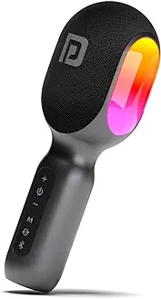 4. Portronics Dash 2 Wireless Bluetooth Karaoke Mic with 10W Speaker,Upto 10 Hour Playtime, Dynamic RGB Lights, Music Recording, Duet Singing, Mini Karaoke Machine for Car Travel, Fast Charging