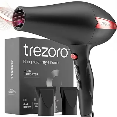 9. Professional 2200W Ionic Salon Hair Dryer - Professional Blow Dryer - Lightweight Travel Hairdryer for Normal & Curly Hair Includes Volume Styling Nozzle