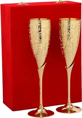 10. PROFESSIONAL HANDICRAFT 24K Gold Plated Brass Wine Glasses