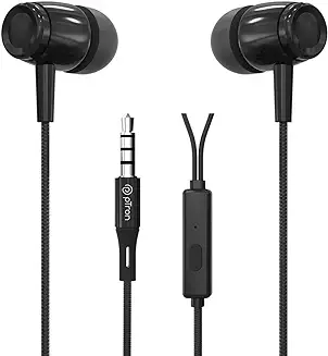 7. pTron Pride Indie in-Ear Wired Earphones with Mic, Stereo Sound, 10mm Drivers, Snug-fit Design, Passive Noise Cancellation, in-line Controls, Universal 3.5mm Aux & 1.2m Tange-Free Cable (Black)
