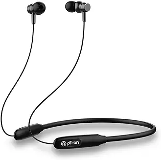 11. pTron Tangent Flex Bluetooth 5.3 Wireless In-Ear Headphone with Mic, 38Hrs Playtime, 13mm Driver, Dual Device Pairing Wireless Neckband, Type-C Fast Charge, Magnetic Buds & IPX5 Water Resistant(Black)