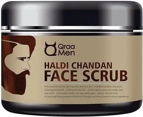 8. Qraa Men Haldi Chandan Face Scrub for Skin Brightening/Lightening