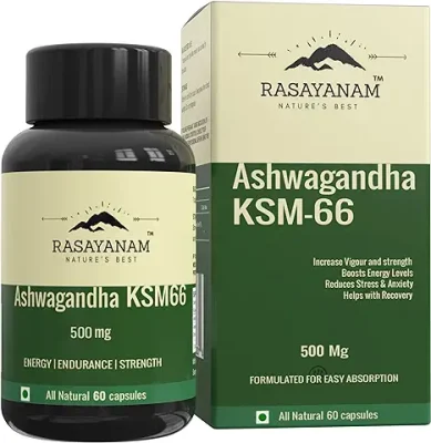 1. Rasayanam Ashwagandha KSM-66 (500 mg) | Extra Strength Natural Formulation | Support strength & energy | Withania Somnifera Extract - 60 Vegetarian Capsules