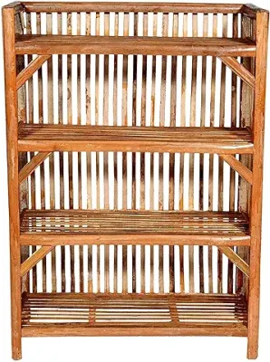 7. RedStick Bamboo Cane Bait Shoe Rack Wooden Slipper and Shoes Stand Multi-Purpose Rack
