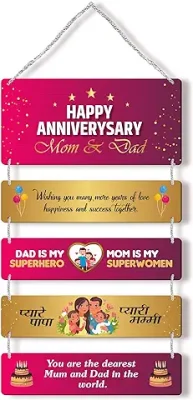 9. Regalocasila Stylish Wood Mom Dad Wall Hanging Perfect Anniversary Gift With Beautiful Quote