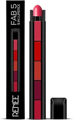 11. RENEE Fab 5 5-in-1 Lipstick 7.5gm| Five Shades In One| Long Lasting, Matte Finish| Non Drying Formula with Intense Color Payoff| Compact & Easy to Use