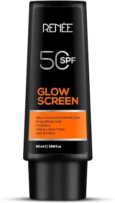 15. RENEE Glowscreen SPF 50 Sunscreen Cream - 50ml, PA++++ UVA & UVB Protection, Hyaluronic Acid & Vitamin C Enriched | Non-Greasy, Quick Absorbing Matte Formula, No White Cast - Ultimate Skin Protection