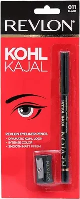 13. REVLON Kohl Matte Finish Kajal Eye Liner Pencil with Sharpener, Black, 1.14g