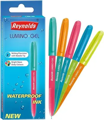 9. Reynolds LUMINOGEL 10 Pens BOX - BLUE I Lightweight Gel Pen With Comfortable Grip for Extra Smooth Writing I School and Office Stationery | 0.6mm Tip Size