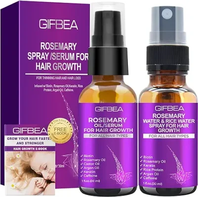 12. Rosemary Oil Hair Growth Serum W/Rosemary Water & Rice Water Spray Hair Growth
