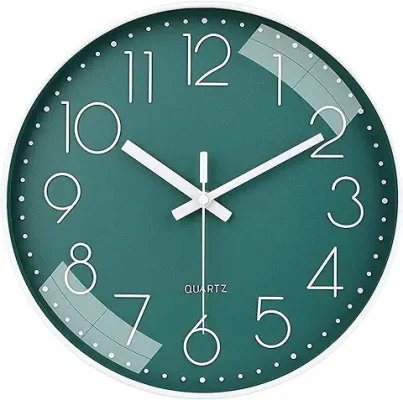 5. Rylan Wall Clock 12" Silent Quartz Decorative Latest Wall Clock Non-Ticking Classic Clock Battery Operated Round Easy to Read for Room/Home/Kitchen/Bedroom/Office/School.- (Green)