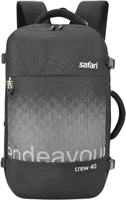 8. Safari Crew Overnighter Backpack, 40 Ltr Water Resistant Travel Laptop Bag, Black Polyester Backpack for Men and Women, Spacious Shoulder Bag for Travelling and Camping X Large