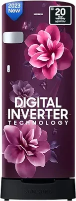 13. Samsung 223 L 3 Star Digital Inverter Direct-Cool Single Door Refrigerator (RR24C2Z23CR/NL, Red, Camellia Purple, Base Stand Drawer, 2023 Model)