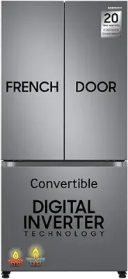 4. Samsung 580 L Convertible, Digital Inverter Frost Free French Door Refrigerator (RF57A5032S9/TL, Silver, Refined Inox)