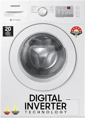 8. Samsung 6 kg, 5 star, Digital Inverter Motor, Fully-Automatic Front Load Washing Machine (WW60R20GLMA/TL, Hygiene Steam, DA WHITE)