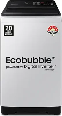 9. Samsung 7 kg, 5 star, Eco Bubble Technology with Super Speed, Digital Inverter Motor, Soft Closing Door, Fully-Automatic Top Load Washing Machine (WA70BG4545BGTL, Light Gray)