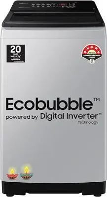 5. Samsung 8 kg, 5 star, Eco Bubble Technology, Digital Inverter Motor, Soft Closing Door, Fully-Automatic Top Load Washing Machine (WA80BG4441BGTL, Light Gray)