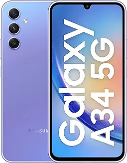 9. Samsung Galaxy A34 5G (Awesome Violet, 8GB, 128GB Storage) | 48 MP No Shake Cam (OIS) | IP67 | Gorilla Glass 5 | Voice Focus | Without Charger