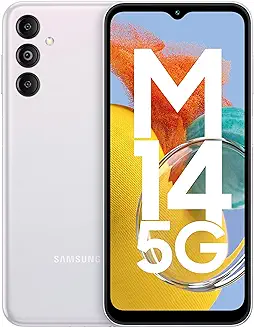 6. Samsung Galaxy M14 5G (ICY Silver,4GB,128GB)|50MP Triple Cam|Segment's Only 6000 mAh 5G SP|5nm Processor|2 Gen. OS Upgrade & 4 Year Security Update|12GB RAM with RAM Plus|Android 13|Without Charger