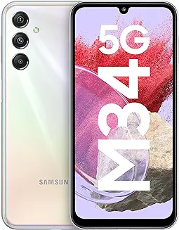 13. Samsung Galaxy M34 5G (Prism Silver,6GB,128GB)|120Hz sAMOLED Display|50MP Triple No Shake Cam|6000 mAh Battery|4 Gen OS Upgrade & 5 Year Security Update|12GB RAM with RAM+|Android 13|Without Charger