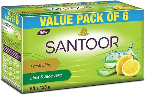 11. SANTOOR Fresh Skin Aloe Vera & Lime Bathing Soap