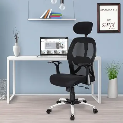 5. SAVYA HOME® APEX ChairsTM Apollo Chrome Base HIGH Back Office CHAIR2