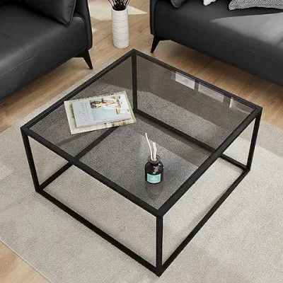 2. SAYGOER Glass Coffee Table