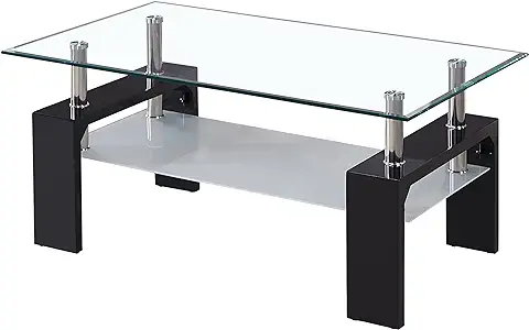 10. Sayo Milan Glass Coffee Table (Finish Color - Black, DIY)