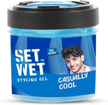 6. Set Wet Styling Hair Gel for Men - Casually Cool, 250gm | Medium Hold, High Shine | For Medium to Long Hair |No Alcohol, No Sulphate