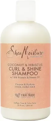 4. SheaMoisture Shampoo Curl and Shine for Curly Hair Coconut and Hibiscus Paraben Free Shampoo 13 oz