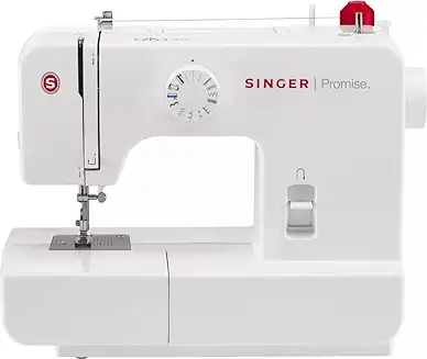 1. Singer Promise 1408 Automatic Zig-Zag Electric Sewing Machine, 8 Built-in Stitches, 24 Stitches Functions (White) Metal Frame