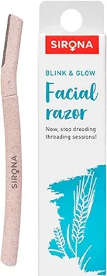 4. Sirona Reusable Blink & Glow Face Razor for Women - 1 Razor | Painless Facial Hair Removal | Eyebrow Shaper | For Eyebrows, Upper Lip, Forehead, Peach Fuzz, Chin and Sideburns | Dermaplaning Tool