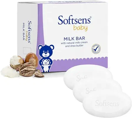 12. Softsens Baby Soap - Milk Bar Soap, with Natural Milk Cream & Shea Butter 300g (100g x 3) (Value Pack of 1)