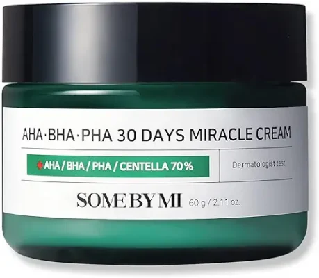 13. SOME BY MI AHA BHA PHA 30 Days Miracle Cream - 2.02Oz, 60ml - Made from Tea Tree Water for Sensitive Skin - Mild Face Moisturizer for Skin Calming and Soothing - Pore and Sebum Care - Korean Skin Care