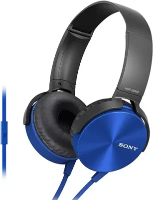 7. Sony Extra Bass MDR-XB450AP On-Ear Wired Headphones with Mic (Blue)