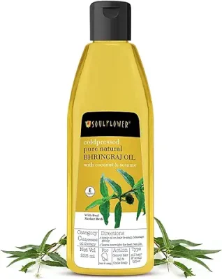 7. Soulflower Cold-Pressed Bhringraj Oil-Pure & Natural| Hair Growth, Strengthening & Nourishing hair roots, Anti-Dandruff, Cooling Scalp| Coconut, Sesame, Mother herb| 225ml