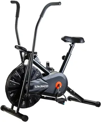 SPARNOD FITNESS SAB-06_R Upright Air Bike Exercise Cycle for Home Gym - Dual Action for Full Body Workout - Adjustable Resistance, Height Adjustable seat, Without Back Rest (DIY Installation)