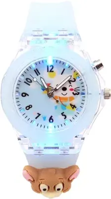 9. SPIKY 3D Cartoon Kids Analog Watch with LED Luminous 7 Multicolour Glowing Disco Light