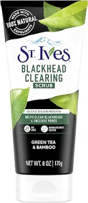 4. St. Ives Blackhead Clearing Face Scrub Clears Blackheads & Unclogs Pores Green Tea & Bamboo With Oil