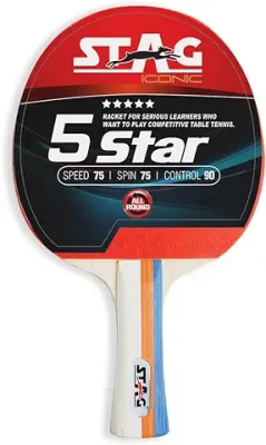 6. Stag Iconic 5 Star Table Tennis (T.T) Racket| Premium ITTF Approved Rubber| Beginner-Intermediate Series T.T Racquet| Pro Custom Designed Comfortable Grip Paddle