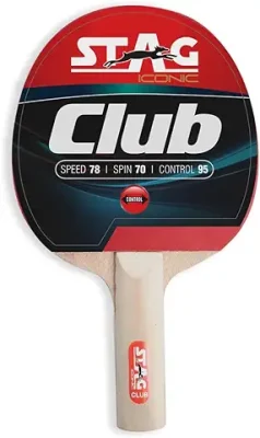 10. Stag Iconic Table Tennis (T.T) Racket | Premium ITTF Approved Rubber Intermediate/Advanced TT Racquets| Black/Red Grip Designed Comfortable Wooden Table Tennis Bat - Club