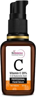13. St.Botanica Vitamin C 20% Face Serum with Vitamin C+ Vitamin E & Hyaluronic Acid for Brighter & Glowing Skin | Reduces Pigmentation & Dark Spots | Paraben & Sulphate Free | Vegan | 20ml